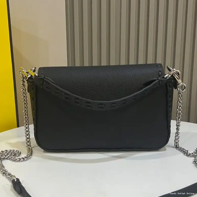 Affordable Leather Bag Romano In Cuoio Selleria Mini Fendi Baguette Black 0615